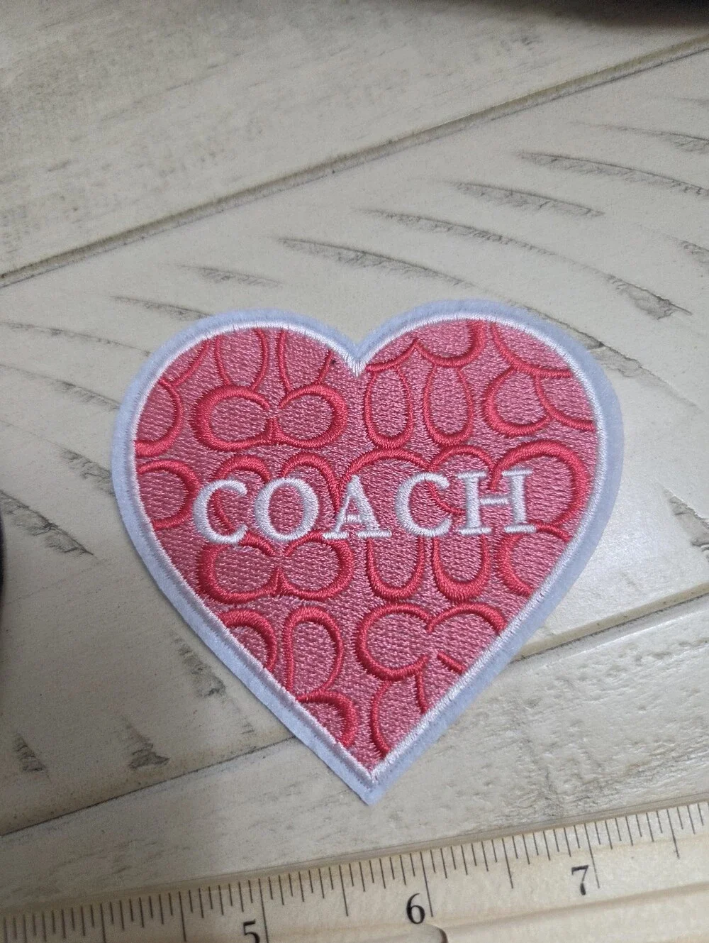 Set of 2 Designer Style Heart Embroidered Patches - Multicolor & Pink Monogram